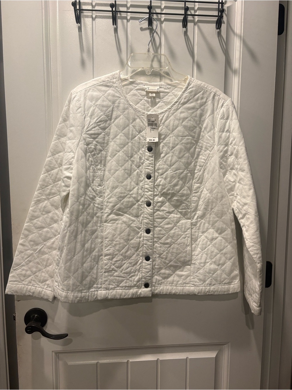 A New Day woman’s Large petite Quilted Button-Front Jacket - White